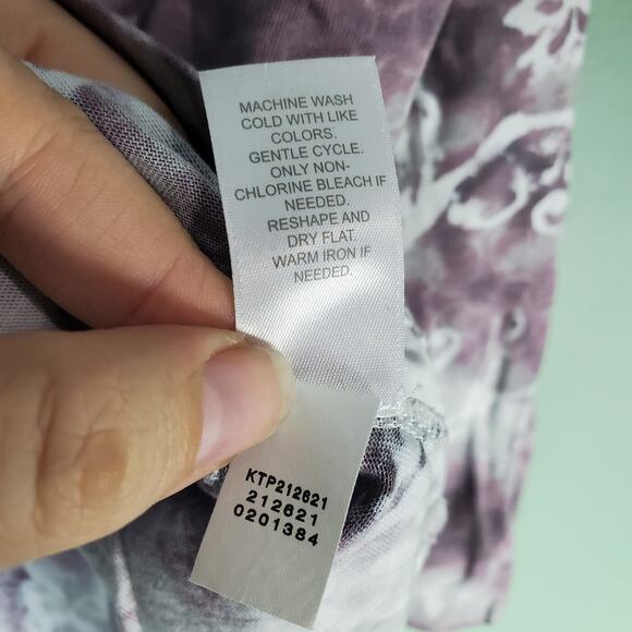 J. Jill PureJill Womens Violet Tie Dyed Scoop Neck Floral Long Sleeve Tee Size L - Picture 6 of 6